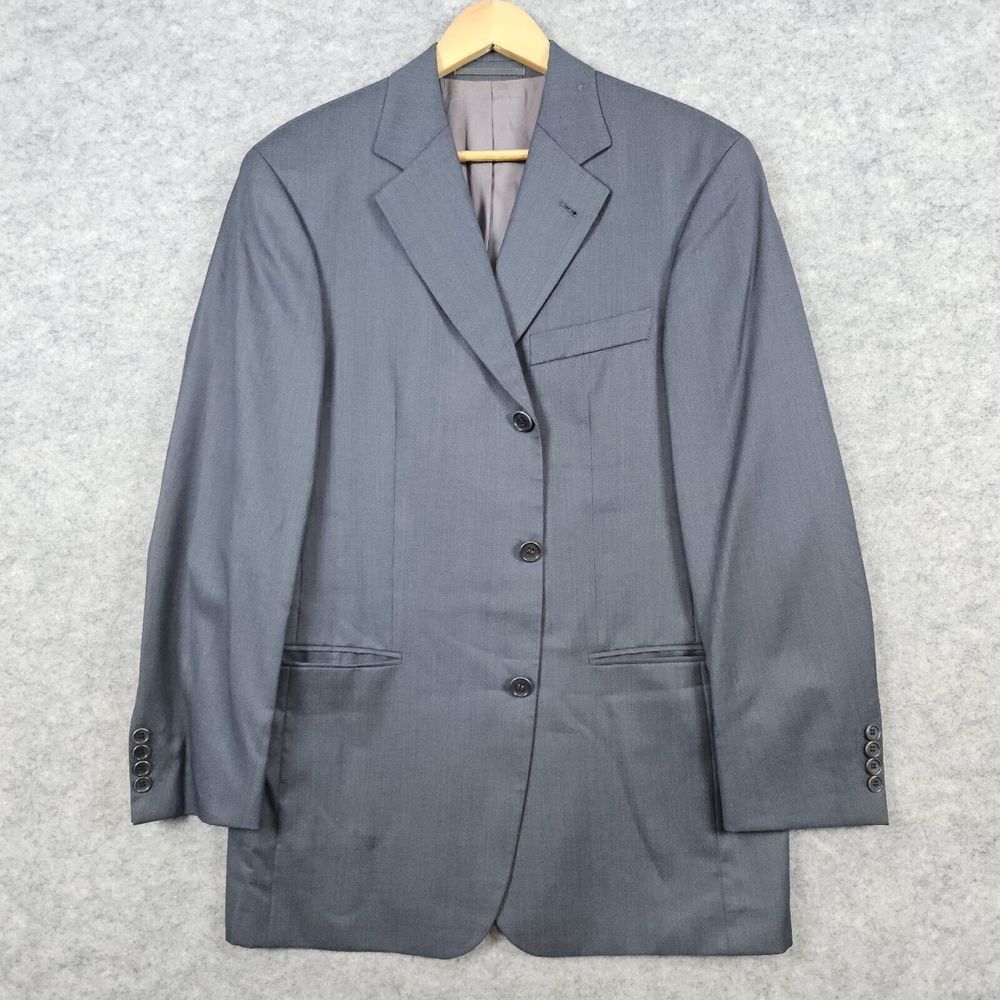 Boss Hugo Boss Blazer Gray Size 40R (48R EU) Super 120 Wool 3-Button COLLAR SPOT